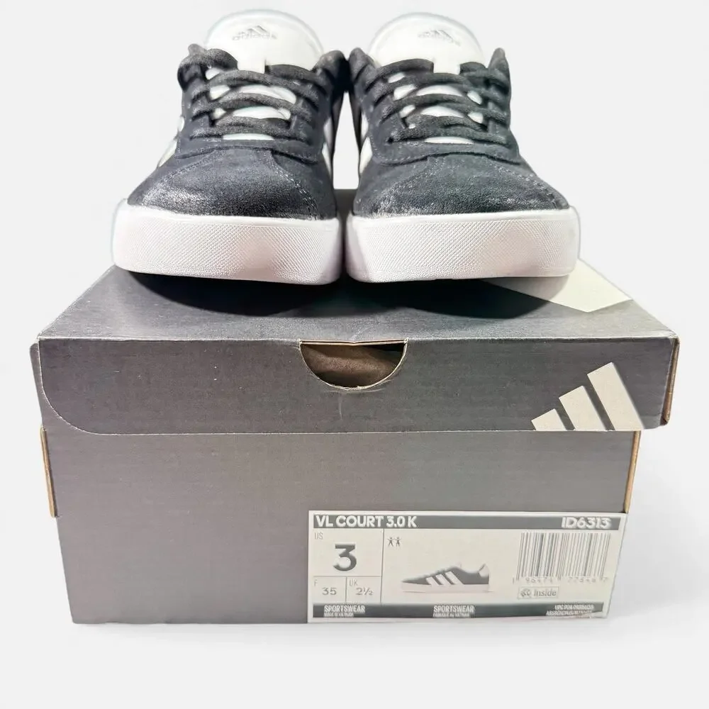ADIDAS Black Unisex Sportswear 859 VL Court 3.0 Shoes Kids SZ/3